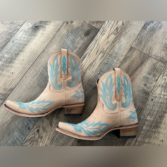 Lane Lexington tan and turquoise cowboy boot booties 7.5 - Picture 12 of 14